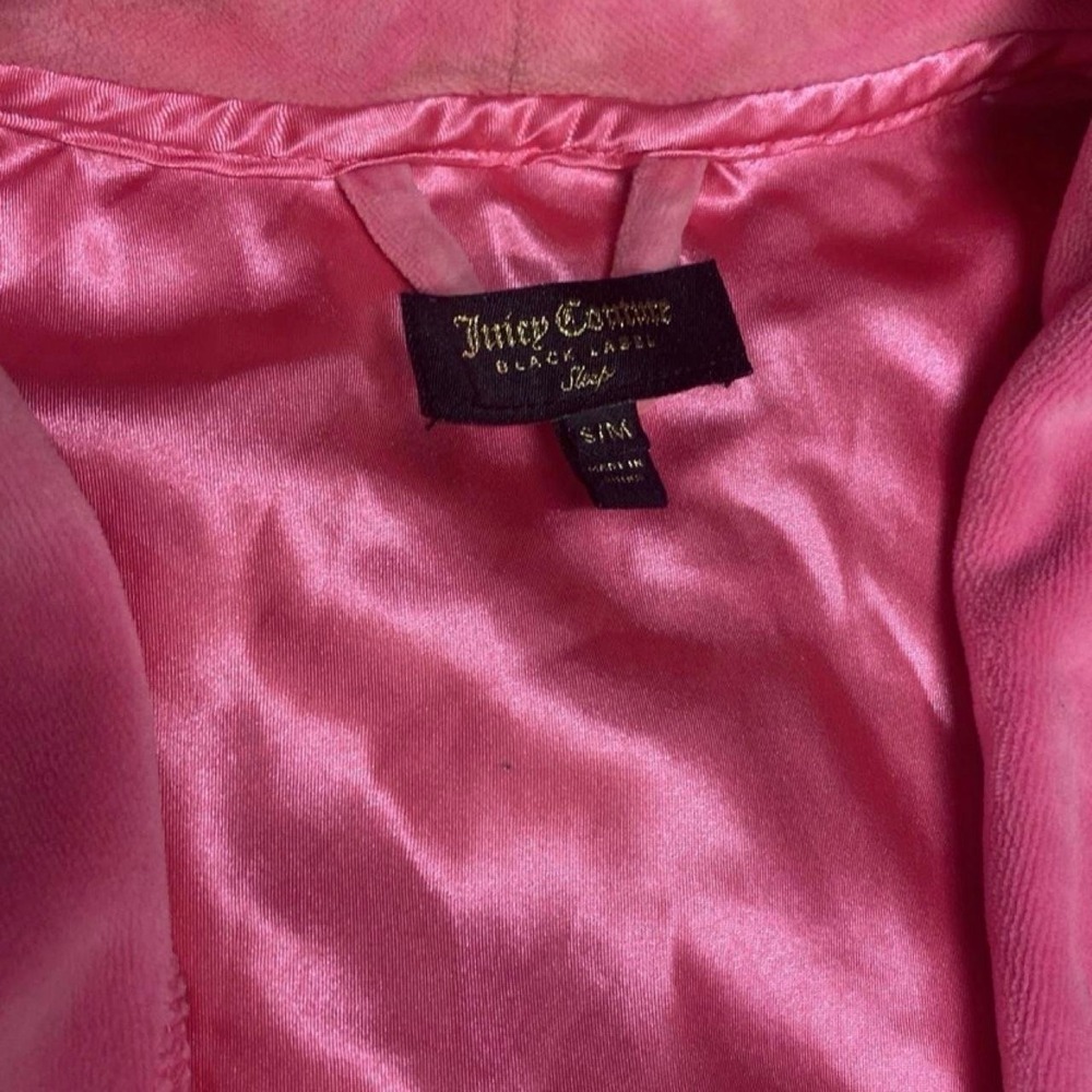 Juicy Couture Pink Velour Robe Y2K Black Label Gold Crown Embroidered S/M - Picture 5 of 8